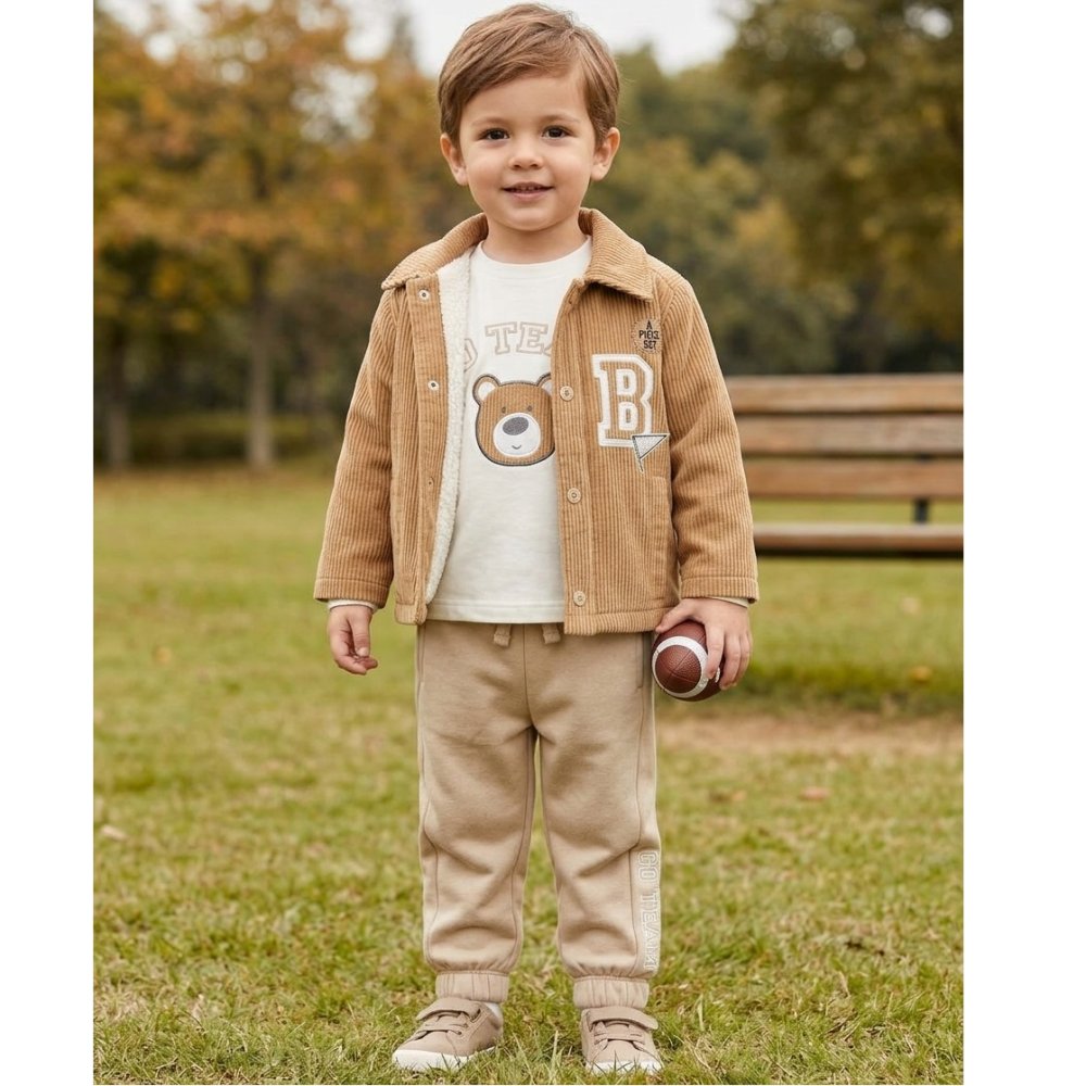 J16011: Boys Corduroy Jacket, Top & Jog Pant Outfit (2-4 Years) J16011: Boys Corduroy Jacket, Top & Jog Pant Outfit (2-4 Years)